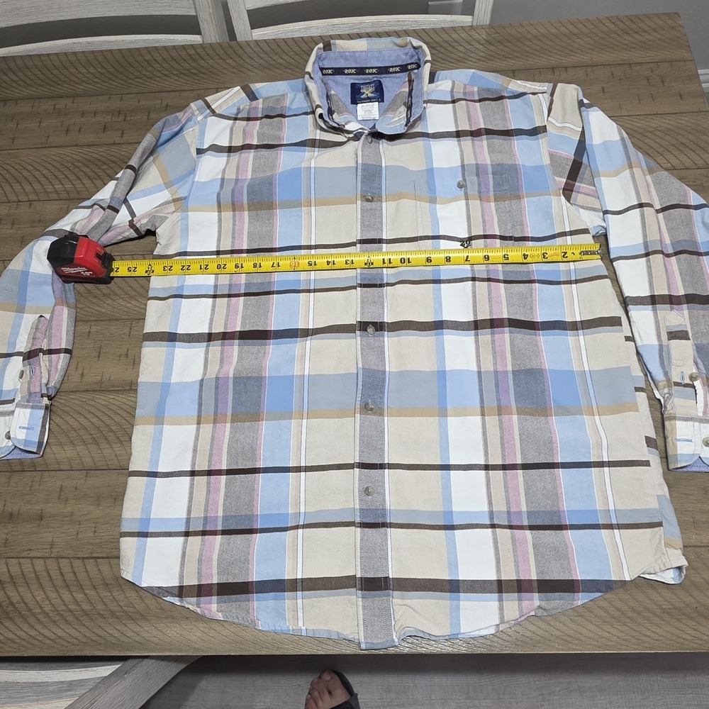 Wrangler 20X Button Up Shirt Mens XL Blue Plaid Western Long Sleeves - Picture 11 of 11